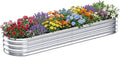 Galvanized Raised Garden Bed Outdoor, 8x2x1ft Metal Heavy Duty Planter Boxes for Gardening, Easy Assemble Small Oval Plant Container Kit for Vegetables, Flowers, Fruits, Silver, 1 Pack