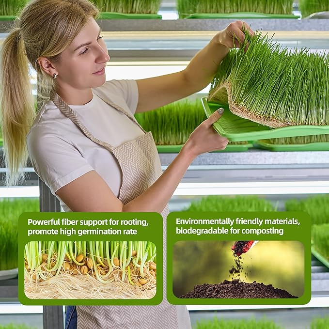 10 Pack Jute Grow Mat for Microgreens, 5" x 5" Hydroponic Grow Pads for Growing Tray Sprouting Trays Jute Fiber Seed Starter Planting for Micro Greens & Wheatgrass