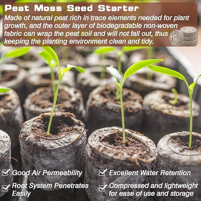 ZeeDix 55Pcs 36mm Peat Pellets for Seedlings, Seed Starter Pods Seed Starting Plugs Soil, Compressed Nutrient Block Potting Soil Discs Pellet for Planting Herbs Flowers Vegetables