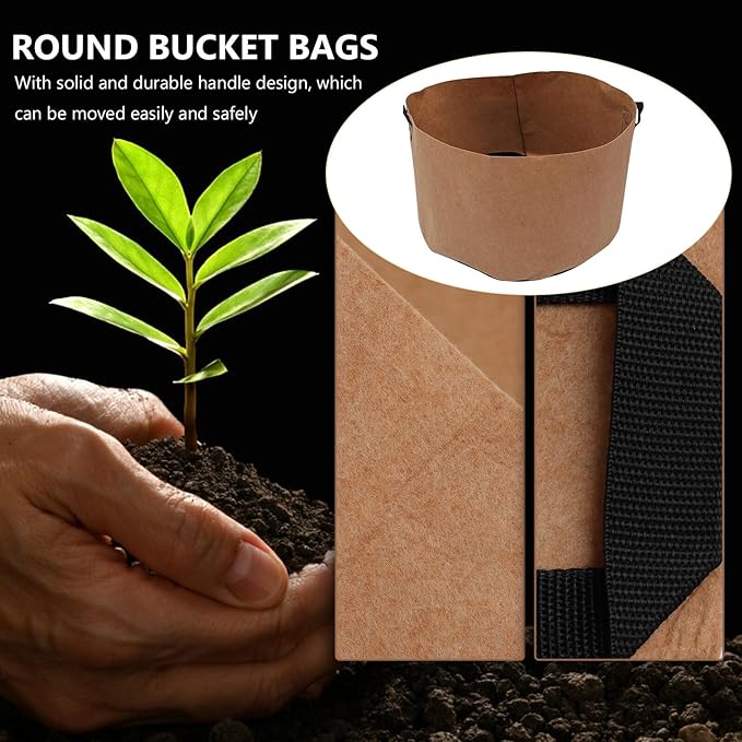 2 Pcs Breathable Non-Woven Plant Growing Bags with Handles 40 Gallon Round Grow Pouches for Outdoor Gardening and Vegetable Planting