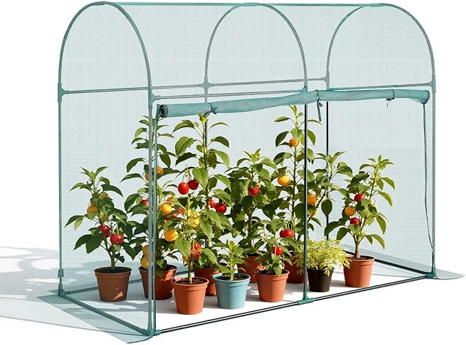 VEVOR Crop Cage, 5.9 x 2.98 x 4.9 ft Plant Protection Tent with Zippered Door, Wind-Resistant Tall Crop Cage, Easy to Install, Outdoor Raised Bed Cover with Frame, Plant Netting for Garden Patio Lawn