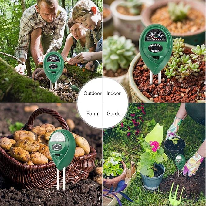 3 in 1 Soil Tester with Moisture,Light and PH Meter, Indoor/Outdoor Plants Care Soil Sensor for Home and Garden, Farm, Herbs & Gardening Tools