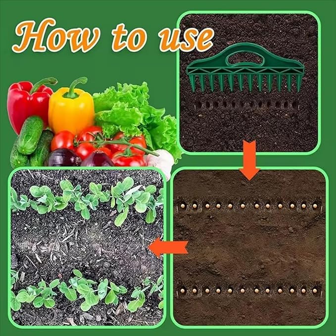 12-Hole Digger Seed Spreader,7 Piece Sowing Seeds Dispenser Set,Mini Seed Dispenser for Small Seeds, Handheld Seed Planter Tool Seed Dibber Multifunctional Spacer Gardening Tools