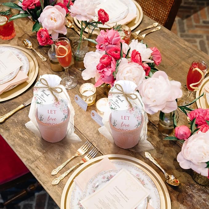 Ctosree 50 Sets Let Love Grow Wedding Favors for Guests Self Adhesive Seed Packets (Seed Not Include) Terracotta Flowerpot Thank You Tags and Organza Gift Bags for Bridal Shower Wedding Party Favors