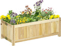 Outsunny Foldable Raised Garden Bed, Wooden Planter Box, Herb Garden Planter with Drainage Holes, for Backyard, Patio to Grow Vegetables, Herbs, and Flowers, 28'' x 12'' x 10"