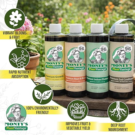 PlantVantage Concentrated Plant Fertilizer Bundle – Liquid Plant Food for Strong Roots, Stems and Larger Leaves – Root & Bloom, Indoor/Outdoor, Premium Growth and Soil Conditioner – 4-Pack, 8 oz Each