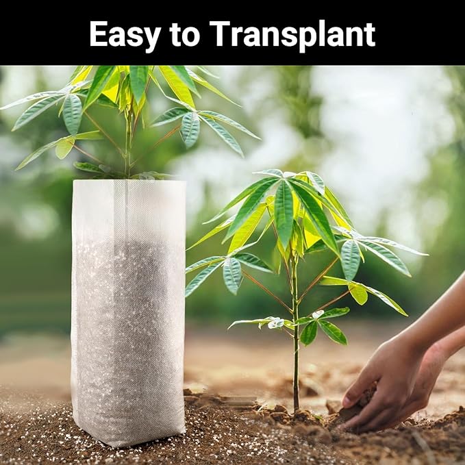 Fabric Grow Bags - 7.87x13.77 inches Breathable Seed Starter Plant Grow Bags for Seedling Pots, Nursery Pots for Plants, 50pcs