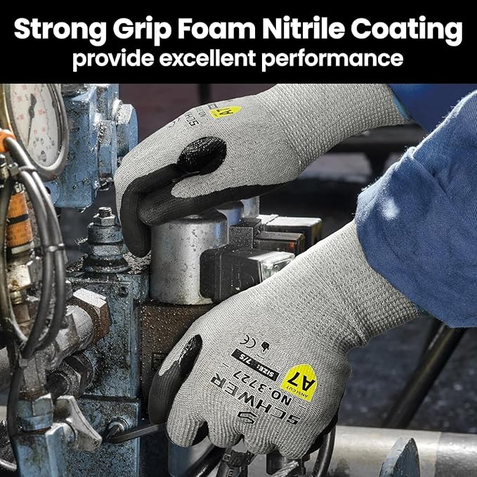 High Level Cut Resistant Work Gloves for High Risk Work, ANSI A7 Cutting Gloves with Reinforced Thumb, Used for WoodWorking, Construction, Non Slip, Durable, Breathable & Cool, XXL, 1 pair, PR3727