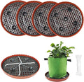 4 Pack 12.6 inch Self Watering Base for 1-5 Gallon Fabric Pot, Automatic Watering Tray System for Non-woven Grow Bag, Plastic Elevated Plant Flower Saucer Stand Growth Tent Greenhouse Indoor Outdoor
