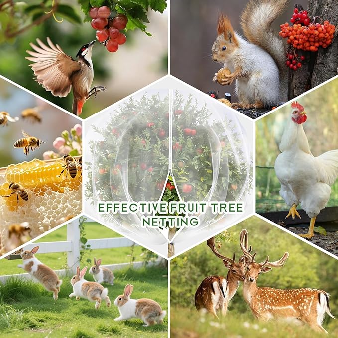 15X15 Feet Large Fruit Tree Netting Garden Netting with Zipper and Drawstring Plant Netting Insect Bird Cover for Fruits Vegetables Tree Garden Shrubs Protection