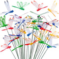VGOODALL 24PCS Dragonfly Garden Stakes, Plastic Garden Decorations 4 Colors Dragonfly Ornaments for Indoor Outdoor Yard