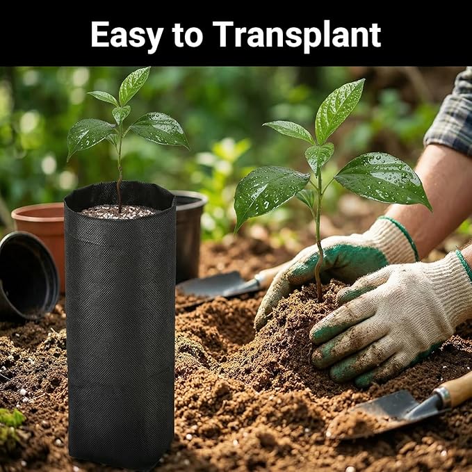 Fabric Grow Bags - 7x13.8 inches Breathable Black Seed Starter Plant Grow Bags for Planting Pots, Nursery Pots for Plants, 200pcs