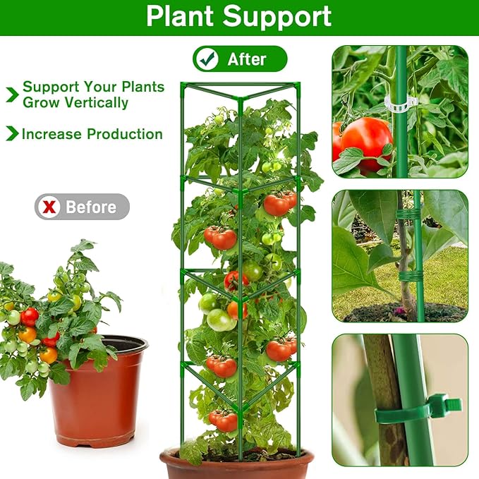 Tomato Cages for Garden, 4 Pack Tomato Cage Trellis, Garden Cage Heavy Duty Tomato Stake Support, Garden Stakes Plant Cage for Pots Plants Vegetables