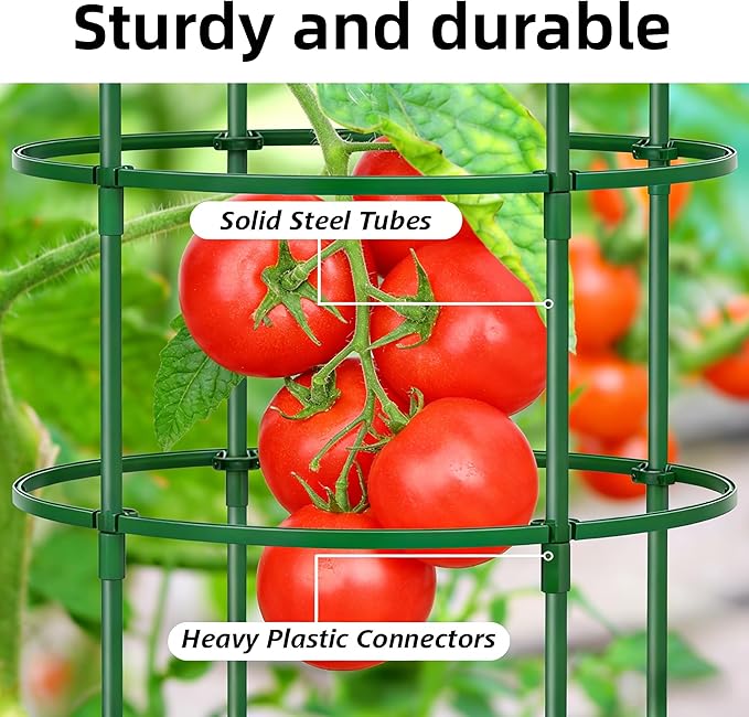 3 Pack Heavy Duty Tomato Cages for Garden, 59 Inch Tall Adjustable Metal Tomato Plant Support for Pots, Round Trellis for Climbing Plants Outdoor, Vegetable, Cucumber, Beans