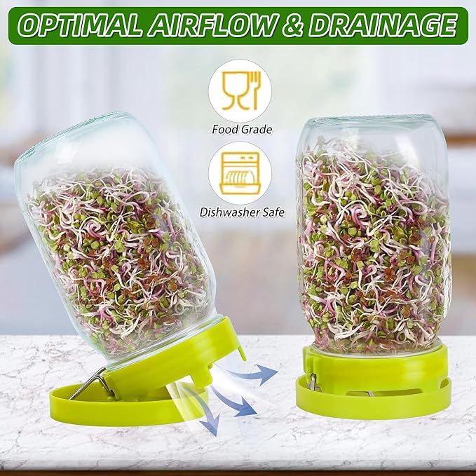 Sprouting Kit Sprouts Growing Kit 34oz Wide Mouth Seed Sprouting Jar Germination Kit 304 Stainless Screen Lid and Stand Blackout Sleeve Tray for Growing Bean Alfalfa Sprout Seeds