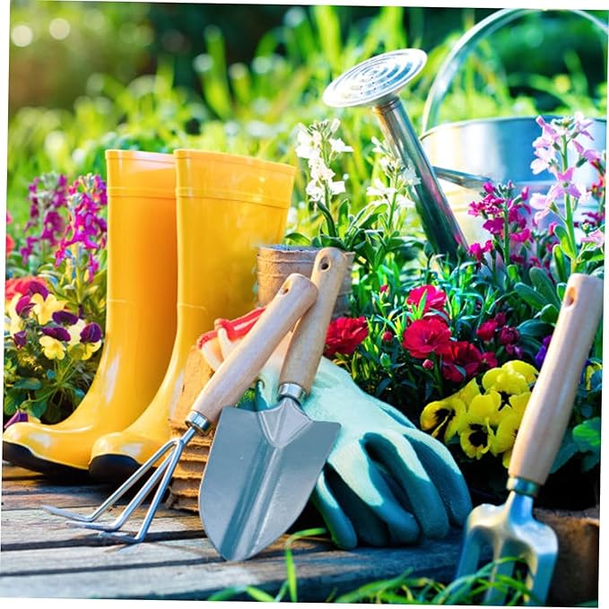 Garden Tool Set 5Pcs Gardening Hand Tools Stainless Steel Trowel and Cultivator with Handle Gardening Kit