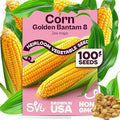 SVI 100 Golden 8 Bantam Corn Seeds (Zea mays) – Yellow Sweet Corn Seed Packets, Early Maturing Maiz – Non GMO Heirloom Vegetable Seeds for Outdoors, Vegetable Garden Rows