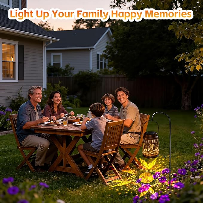 Solar Lanterns Outdoor Waterproof, Garden Decor for Yard, Hummingbird Hanging Lantern Solar Garden Lights Decorations for Patio Lawn Porch Outside Decorative Christmas Birthday Gift Mom Grandma Women