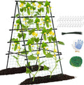 6ft Cucumber Trellis for Raised Bed, Garden Trellis for Climbing Plants Outdoor, A Frame Metal Trellis Support with Net for Vegetables Tomato Zucchini Squash Beans Peas Melons, Rose Flowers,Vines