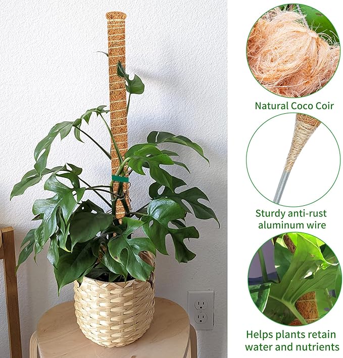 3 Pack Moss Pole, 26.8-Inch Moss Poles for Plants Monstera, Bendable Plant Support Stakes for Climbing Plants Indoor, Garden Trellis Plant Stick for Potted Plants, Pothos Philodendron