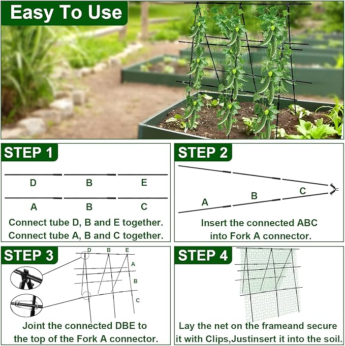 48 x 48 Inch Garden Cucumber Trellis Vegetable Arch Trellis Green Bean Pea Grape Tomato Squash Trellises for Raised Bed Climbing Plants Outdoor