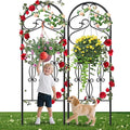 AMAGABELI Garden & Home 2 Pack 60" x 18" Metal Garden Trellis for Climbing Plants Outdoor Climbing Rose Trellis Rustproof Plant Vines Flower Vegetable Trellis for Potted Plants Support Black