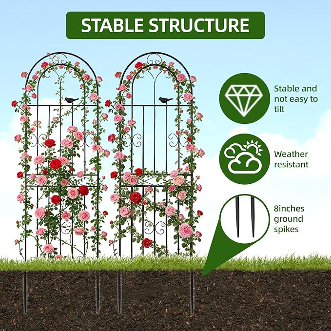Amoskey 2 Pack 71x20in Durable Garden Trellis for Climbing Plants - Outdoor Trellis Supports for Lush Greenery - Ideal for Vines, Flowers, and Vegetables, Easy Installation & Space-Saving Design