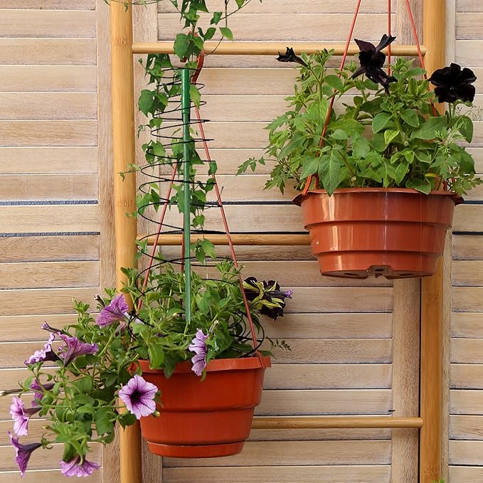 WNJ 3-Pack Pea Trellis Green Bean Trellis for Garden, Sugar Snap Tower with Pole, Stretchable to 53.6 Inch, Metal Climbing Plant Grow Cage Stand for Cucumber Vine Vegetables Indoor Outdoor