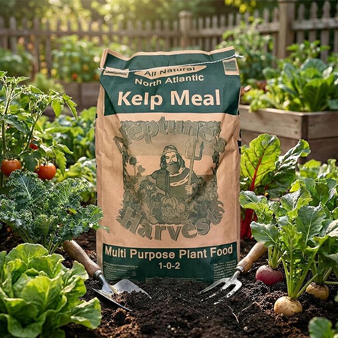 Neptune’s Harvest Organic Kelp Meal Plant Food (1-0-2) - 50 lb Resealable Bag - Multi-Purpose Seaweed Fertilizer - Indoor & Outdoor Plant Fertilizer for Lawns, Gardens, Vegetables & Bulbs