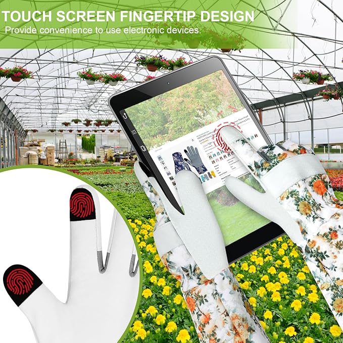 Leather Long Gardening Gloves for Women Thorn Proof Garden Gloves Yard Working Gloves