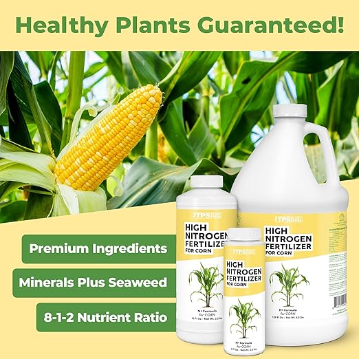 High Nitrogen Fertilizer for Corn, Supports Vigorous Corn Growth and High Yields, TPS Plant Foods, 1 Gallon (128oz)