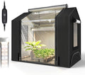 Bstrip Indoor Greenhouse with Grow Light, GM3 Mini Grow Tent with Oxford Fabric, Waterproof Base Mat&Ventilation Window for Seed Starting&Plant Growth, 18W Grow Light with Timer, 23.8"x15.7"x20.5"