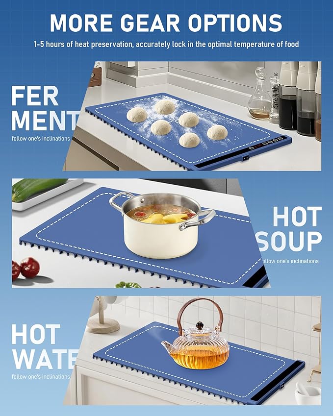 Warming Mat for Food, Silicone Rapid Full-Surface Heating Electric Warming Tray with 6 Adjustable Temperature, 24"x15" Fordable Versatile Food Warmer Mat for Parties, Buffet, Gatherings & Daily Use