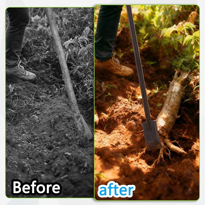 Root Cutter Digging Tool, 72 Inch Steel Tamping and Digging Bar Heavy Duty Garden Remover Tool for Bamboo Tree Roots Firewood Cutter Rocks Shrubs Bushes Stumps