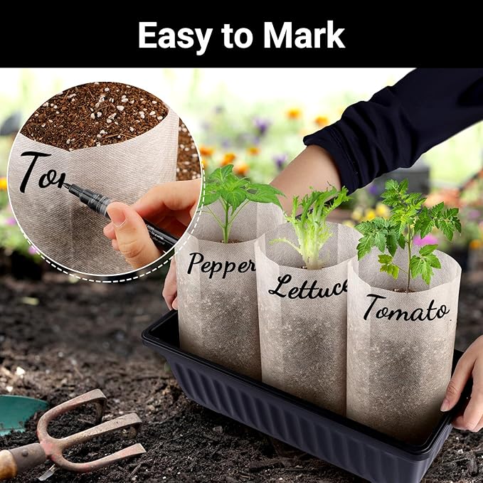 Fabric Grow Bags - 7.87x13.77 inches Breathable Seed Starter Plant Grow Bags for Seedling Pots, Nursery Pots for Plants, 50pcs
