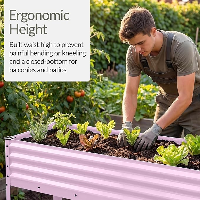 Best Choice Products 48x24x30in Galvanized Raised Garden Bed, Metal Elevated Planter Box, Vegetable Garden for Backyard, Patio, Balcony, 100% Non Toxic Materials - Pink