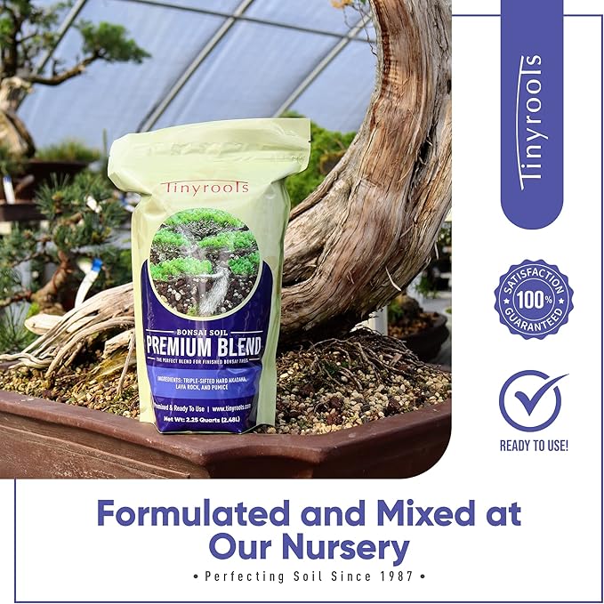 Bonsai Outlet Premium Bonsai Soil - Tinyroots 2.5 Gallon Bag of Soil Blend for Finished Bonsai, Ideal for Water Retention and Root Development, Made from Genuine Akadama, Red Lava Rock and Pumice