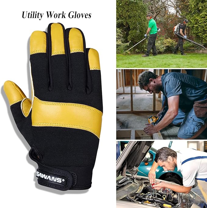 Leather Gardening Gloves Working for Women and Men Utility Dexterity Breathable Garden Work Safety Gloves