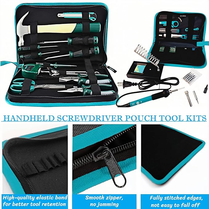 BLIRITEL Tool Bag Organizer, Oxford Tool Case Hardboard Kit, Portable Small Tool Pouch with Zipper, Handheld Screwdriver Pouch Tool Kits Organizer for Carpenter Mechanic (CASE ONLY） (M)