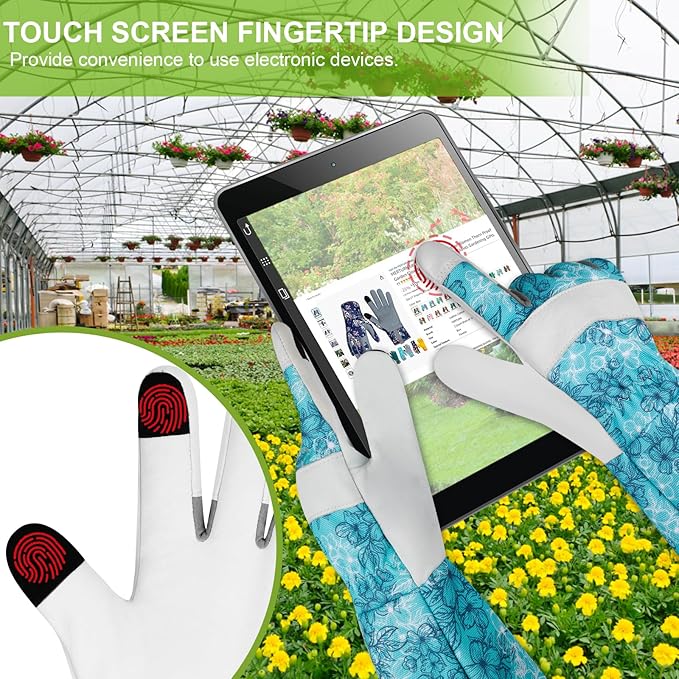 Leather Long Gardening Gloves for Women Thorn Proof Garden Gloves Yard Working Gloves