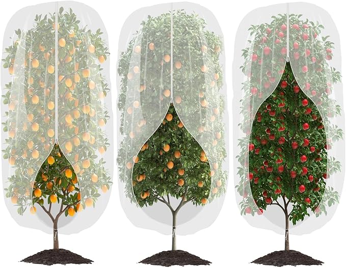 3pcs Garden Fruit Tree Netting with Zipper and Drawstring,5.91*7.22 Ft Bird Insect Mesh Net Cover for Garden Fruit Trees,Blueberry Tomato Strawberry and Plants Protection from Insect Squirrels Birds