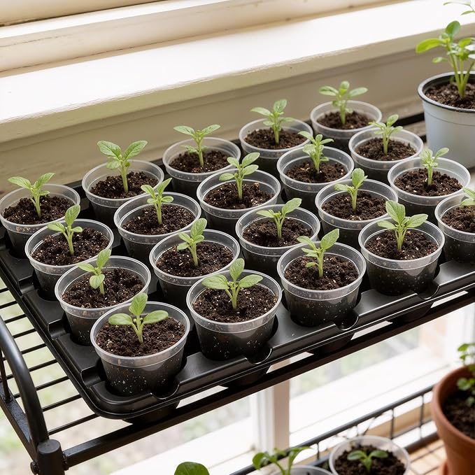 homenote 3 Inch Seed Starting Trays with Clear Nursery Pots, 5-Pack 20-Cell Seedling Starter Trays & 3" Nursery Pots 100 Pcs with Drainage, Plant Starter Germination Trays for Indoor Outdoor Growing