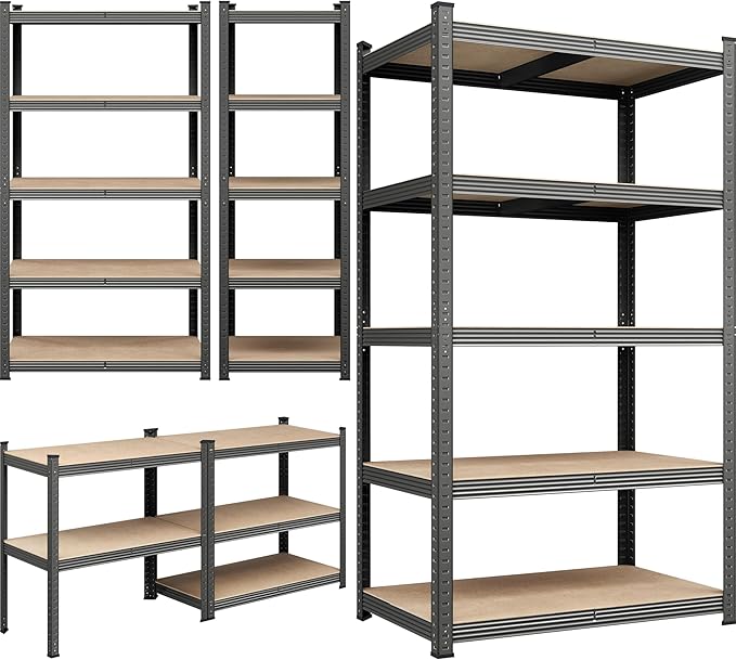 Yaheetech Storage Shelves, 5 Tier Heavy Duty Adjustable Metal Shelving Unit, Industrial Utility Rack for Garage Warehouse Pantry Closet (35.5 W x 16 D x 71 H Inches, Dark Gray)