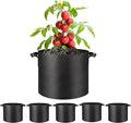 Simple Deluxe Grow Bags 3 Gallon 5 Pack Planter Pots with Handles, Thickened Nonwoven Fabric Aeration Cloth Bag, Heavy Duty Gardening for Tomoato, Potato, Vegetable, Herbs and Flowers, Black