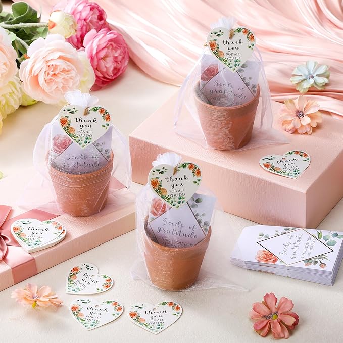 Ctosree 24 Sets Employee Appreciation Gifts Thank You for All You Do Seed Packets Include Seed Packets Flowerpot Thanks Tags Organza Bags for Coworker Teacher Nurse Staff Appreciation Gifts