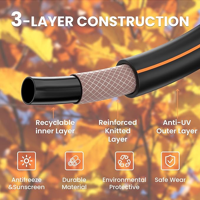 Giraffe Tools Garden Hose 25ft x 5/8", Water Hose Heavy Duty, Flexible, Lightweight Hybrid Hose with Swivel Handle, Male to Female Fittings, Burst 600 PSI