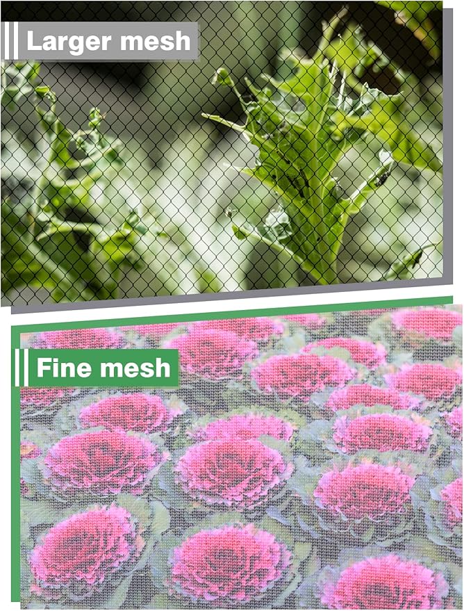 Pop Up Garden Netting for Square Raised Beds - 3.3'L x 3.3'W x 1.65'H Ultra Fine Mesh Net Plant Cover with 4 Stakes, Protection for Vegetables Fruit from Birds Pests