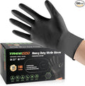 TREEGO 10 Mil Black Nitrile Gloves Heavy Duty — 3D Diamond Texture Grip, Latex Free Disposable Rubber Mechanic Gloves, X-Large, 100 Count