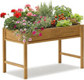 YEFU Raised Garden Beds Outdoor: 48x24x30in HIPS Planter Boxes Outdoor with Legs to Plant Herbs Vegetables Flowers - Raised Garden Bed Gardening with Optimal Drainage Design Reduces Care Time Teak