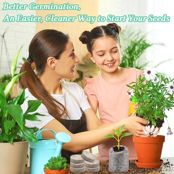 Legigo 100 PCS 40mm Peat Pellets Seed Starter Soil, Compressed Seed Starting Pods Plant Starter Soil Pods Plugs for Seedlings, Peat Pods for Starting Seeds, Herbs Tomatoes Flowers and Vegetables